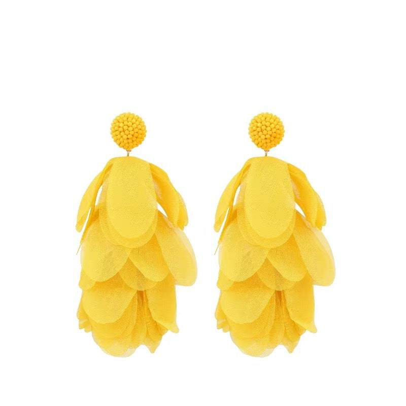 Seaside Vacation Style Flower Tassel Female Atmosphere Fairy Beaded Rings