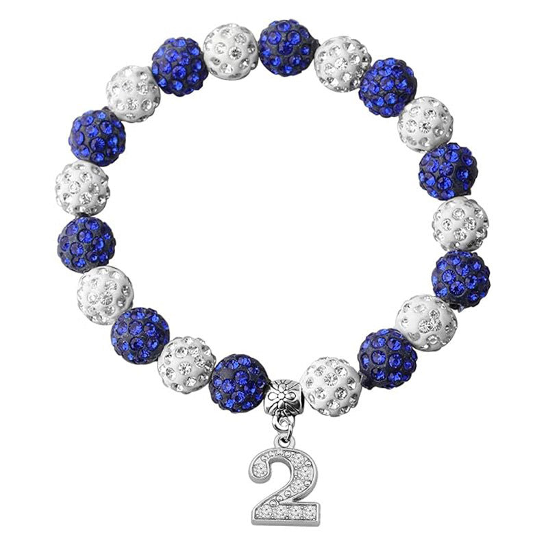 Rhinestone Round Beads Elastic Silk Beaded Metal Bracelet