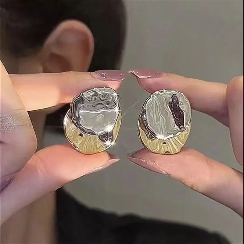 Women's Needle Elegant High Sense Irregular Metal Wafer Personality Affordable Luxury Earrings