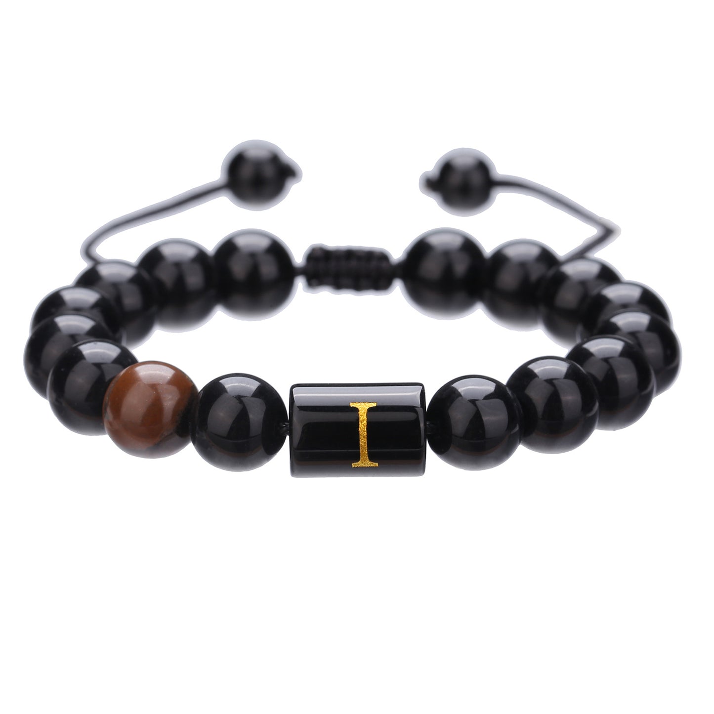 Live Streaming Black Agate Beads Male Letter Bracelets