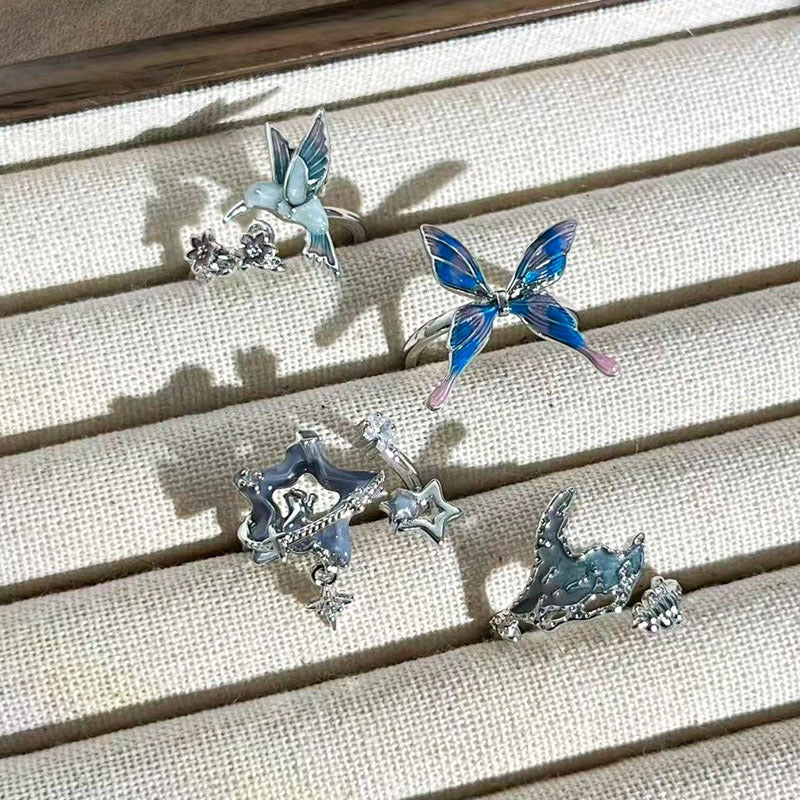 Hot Light Luxury Unique Design Blue Rings