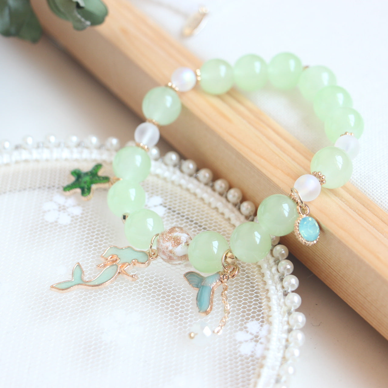 Female Heart Ocean Style Starfish Mermaid Tail Colorful Bracelet