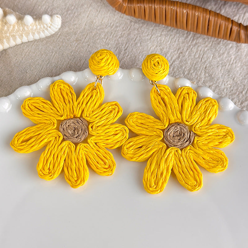 Vacation Style Yellow Series French Retro Graphy Earrings