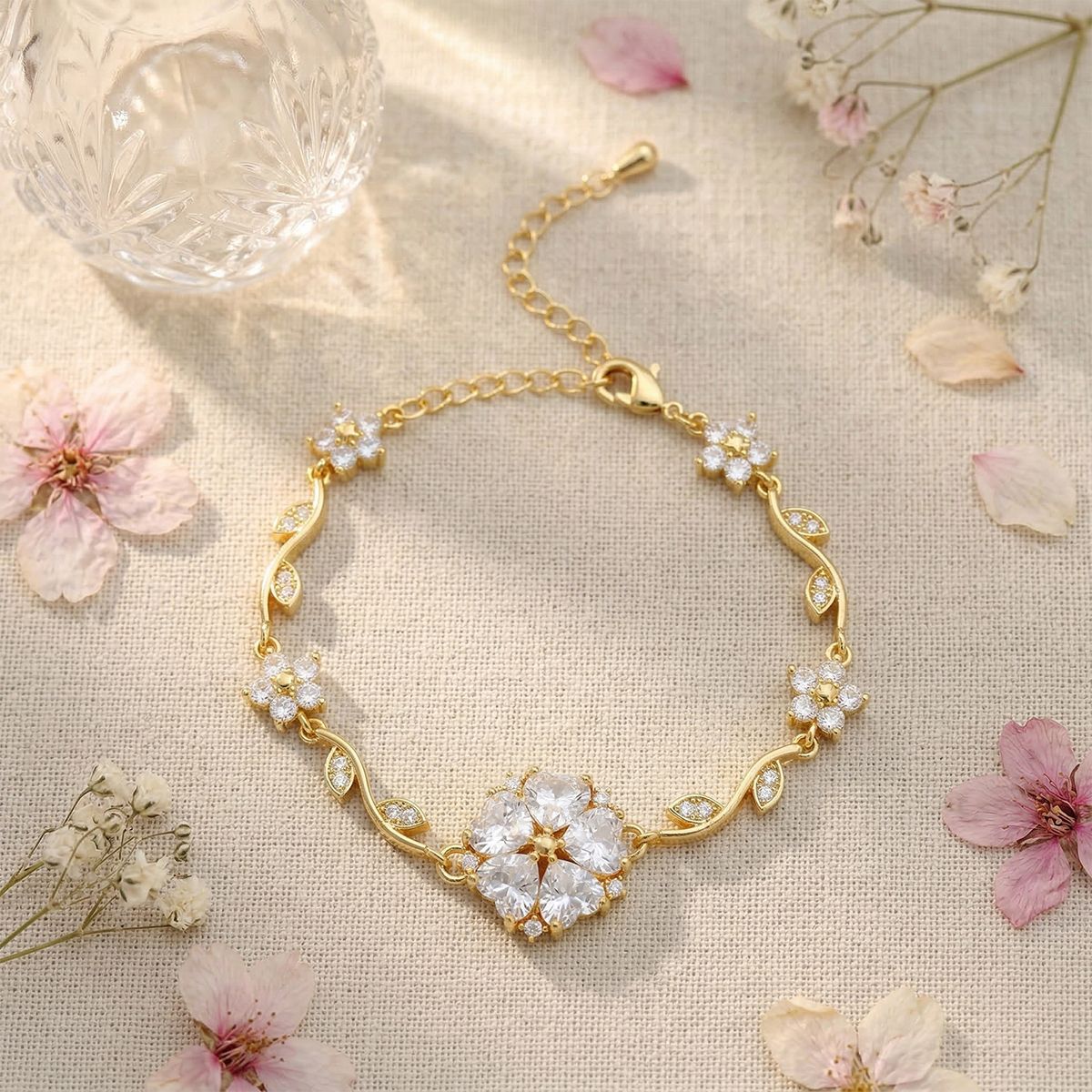 Style Flower Bow Tie Small Fresh Copper Inlaid Zircon High Bracelet