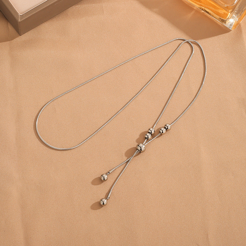 Round Beads Drawable Design Retro High-grade Long Necklaces
