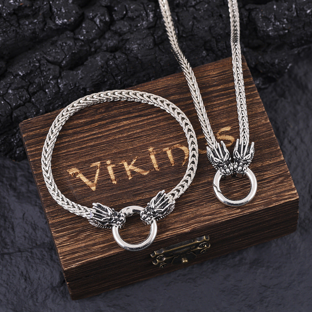 Men's Punk Stainless Steel Snake Head Beast Necklace