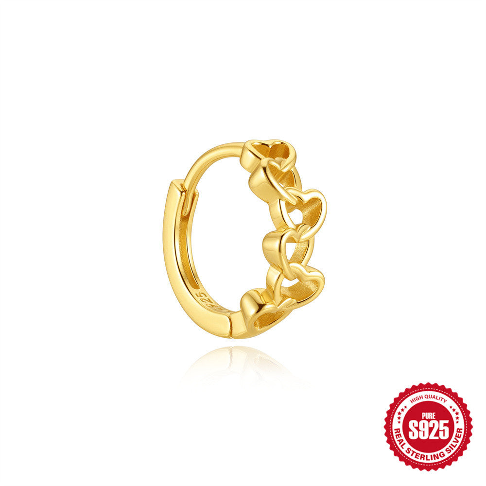 Heart In Sterling Sier Hollow Glossy Ear Buckle