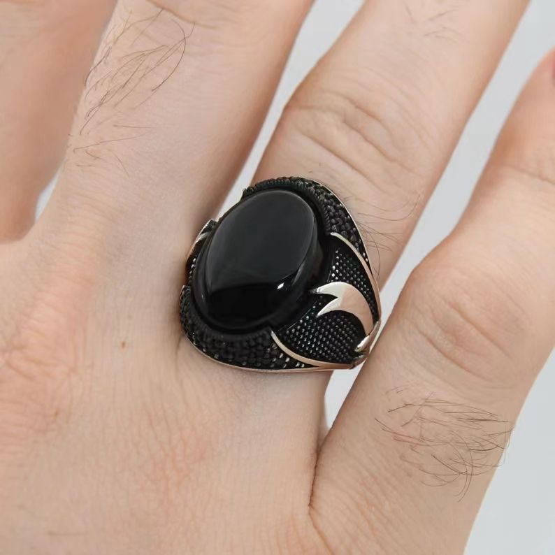 Unique Classic Personality Retro Man's Black Rings