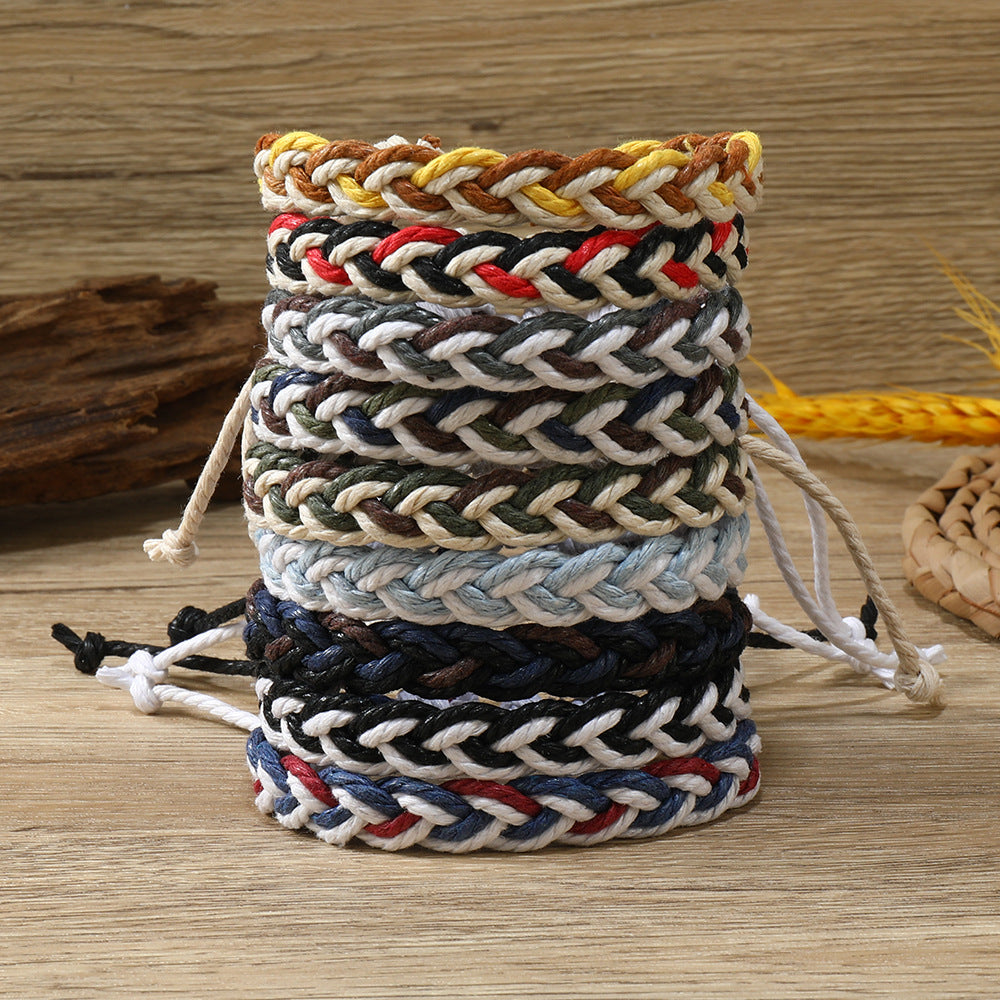 Men's Sports Style Cotton String Braided Little Lion Hand Weaving Bracelet