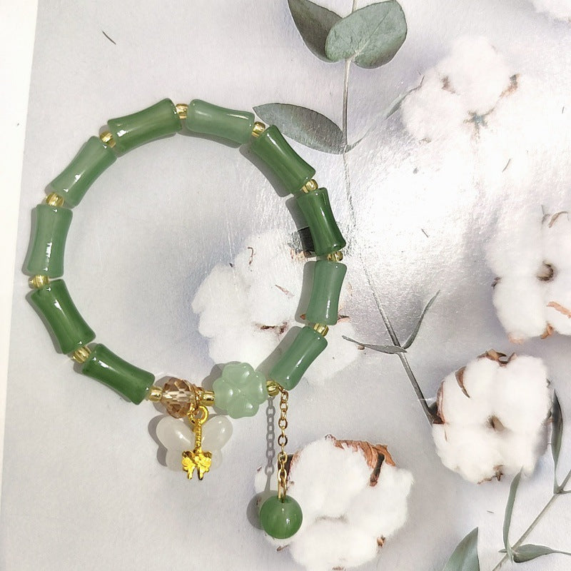Aventurine Peace Buckle Bamboo Fresh Chinese Style Clover Bracelets