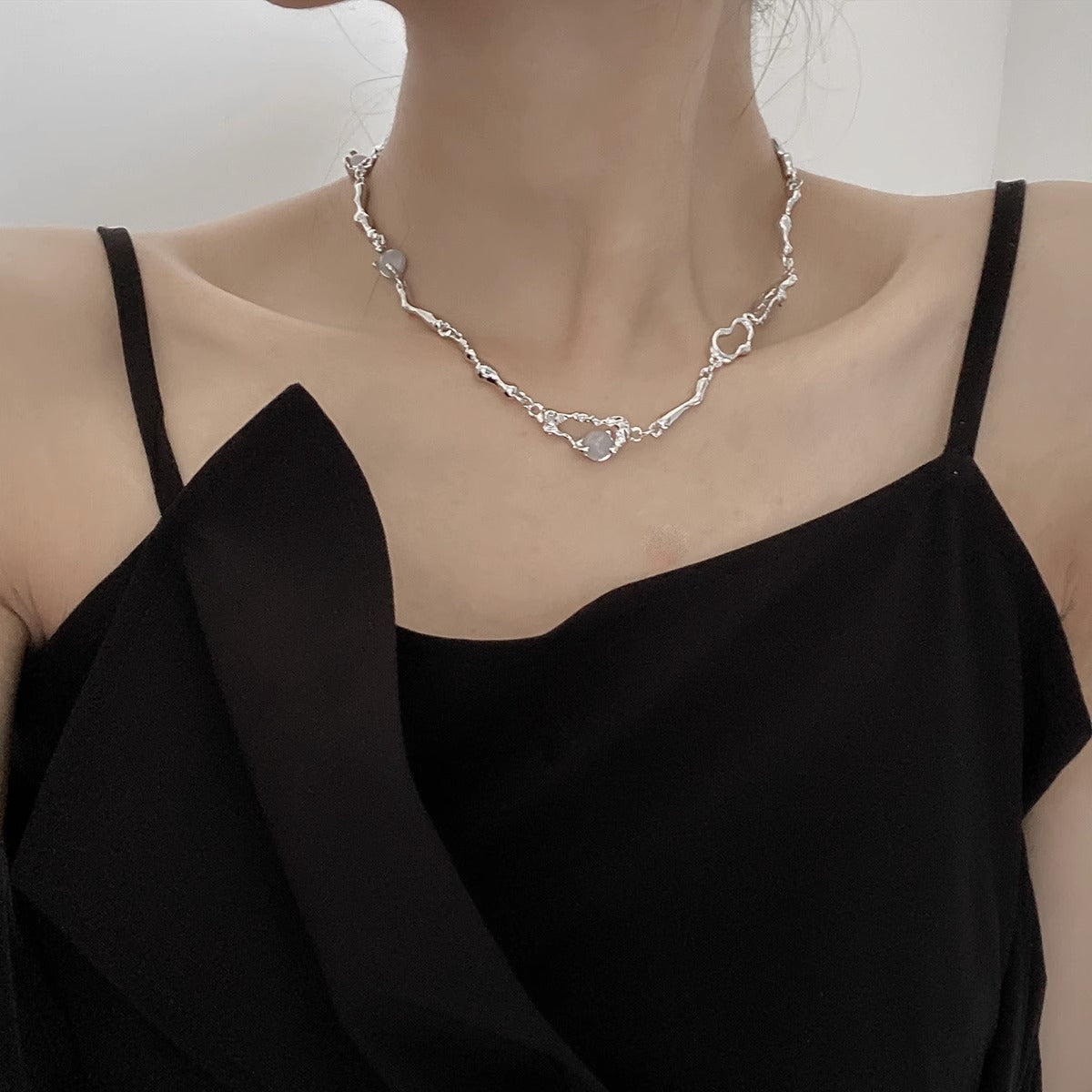 Pin Moonstone Irregular Female Design Cold Style High-grade Necklaces