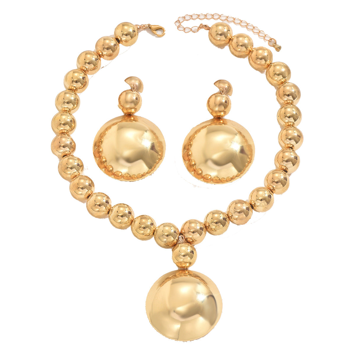 Women's Personalized Metal Round Beads Niche High-grade Jewelry Set