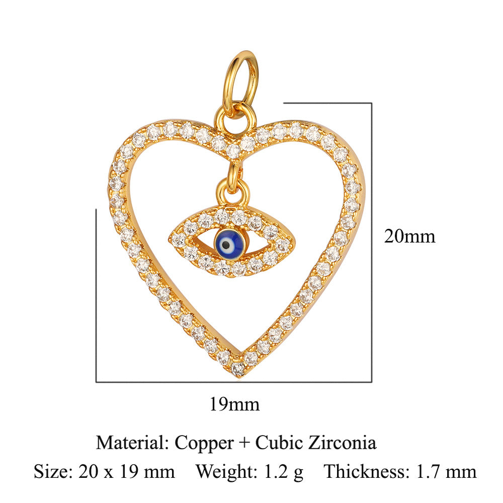 Key Lock Copper Zircon Dark Pattern Pendants