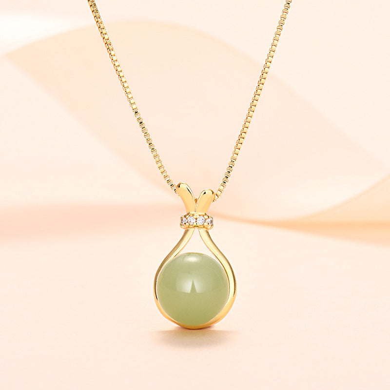 Women's Bag For Niche Design Imitation Natural Jade Clavicle Chain Fresh Pendants