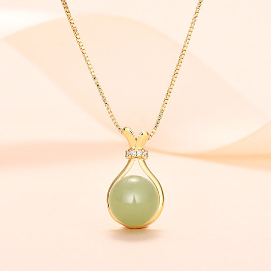Women's Bag For Niche Design Imitation Natural Jade Clavicle Chain Fresh Pendants
