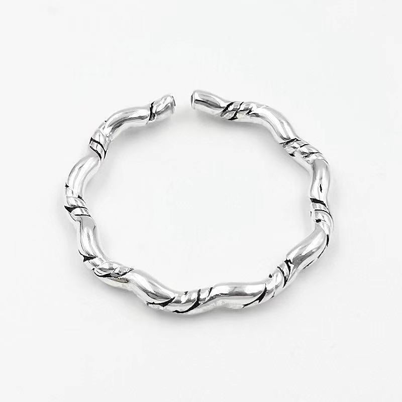 Women's & Men's Punk Heavy Wide Face Abstract Art Open Distressed Street Tide Ring