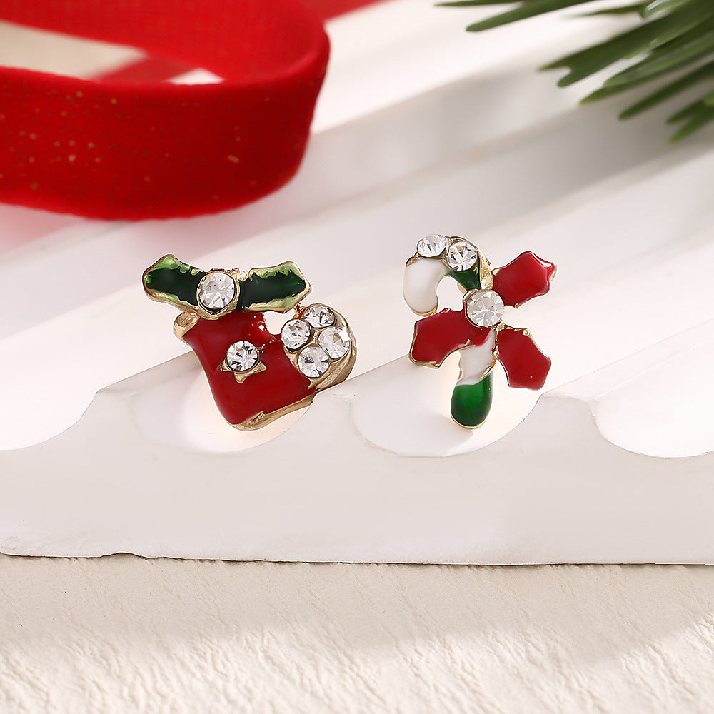 Fashion Elk Tree Snowflake Rhinestone Personalized Stud Earrings