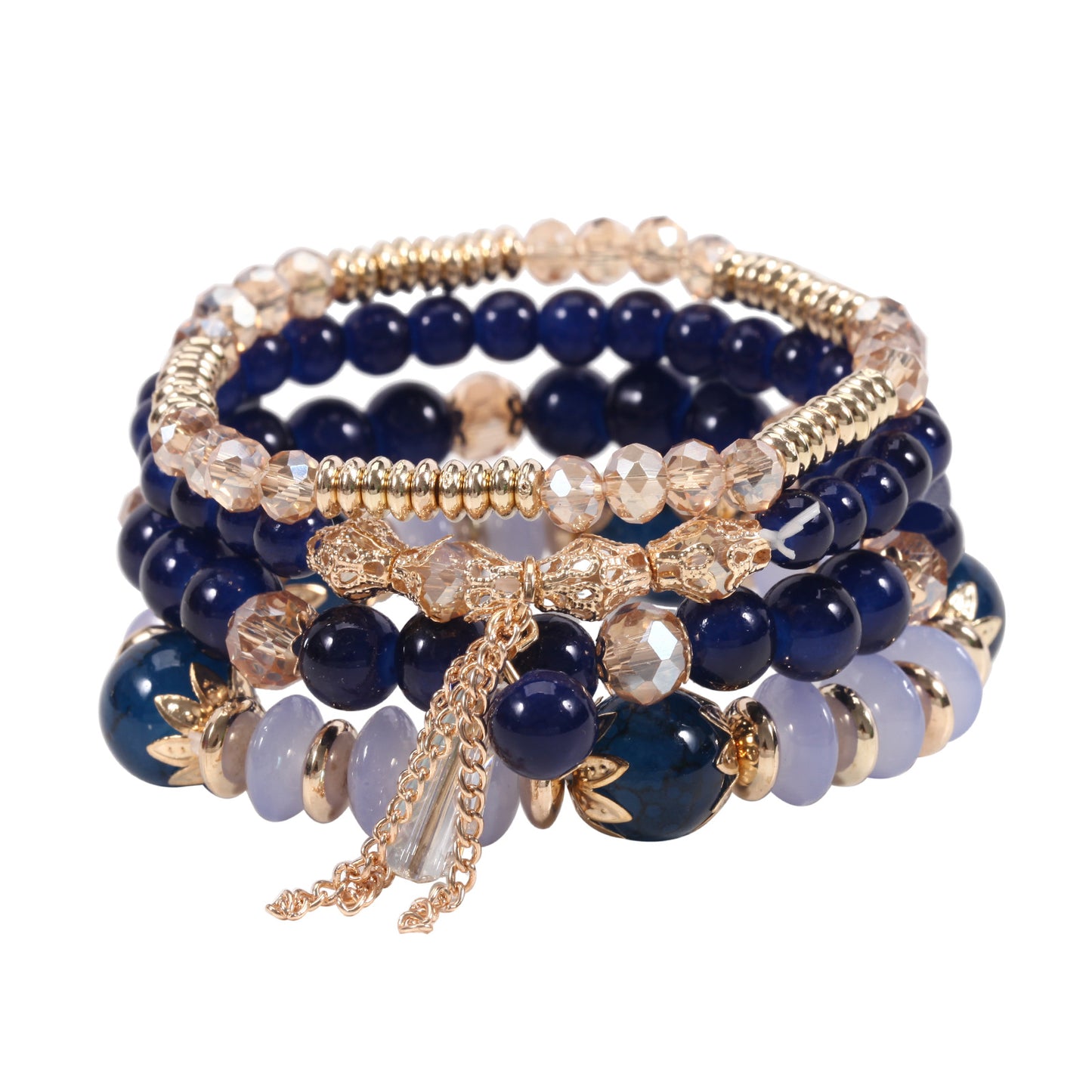 Chain Tassel Colored Glass Electroplated Crystal Bracelets