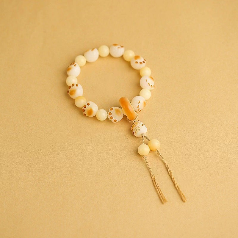 Pumpkin Lotus Beads White Jade Bodhi Rich Flower Charcoal Bracelets