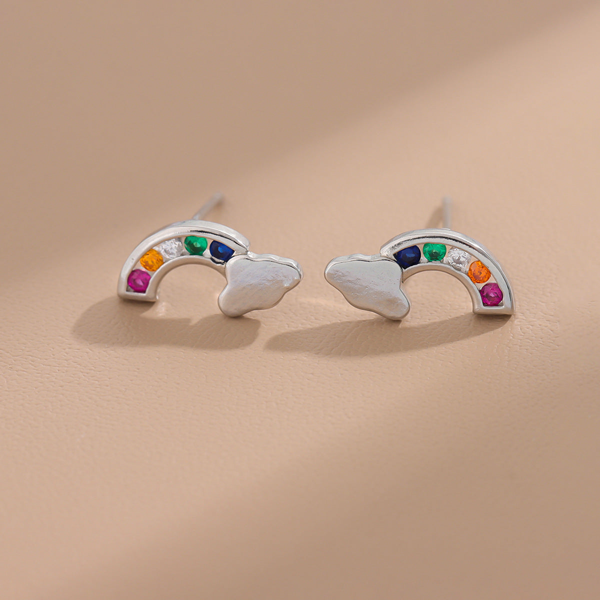 Women's Fashion Diamond Color Rainbow Cute Sweet Clouds Personalized Earrings