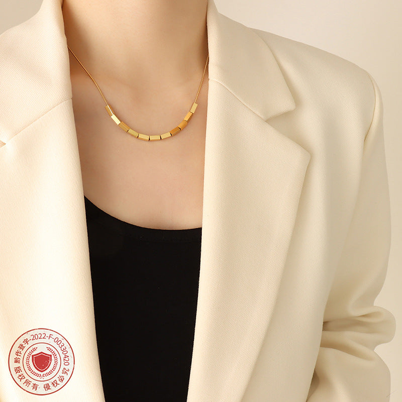 Korean Style Summer Geometric Square Personalized Titanium Steel Necklaces