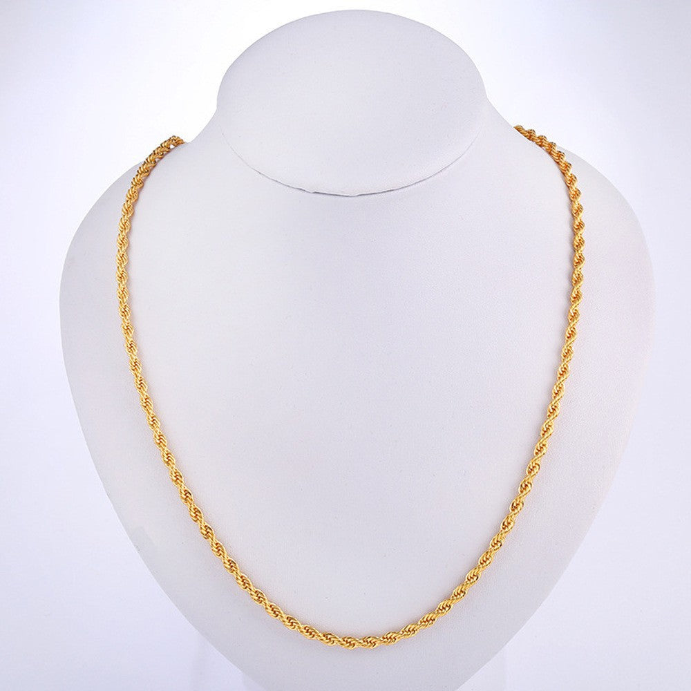 Women's & Men's Gold-plated Thick Hemp Flowers Chain Gold Plated Necklaces