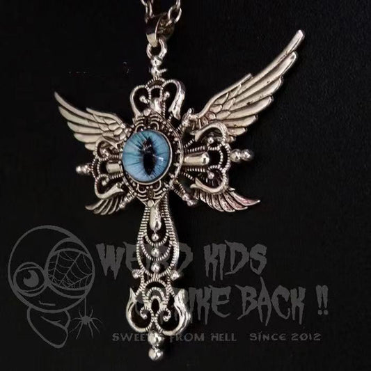 Natural Blue Devil's Eye Creative Devil Wings Pendants