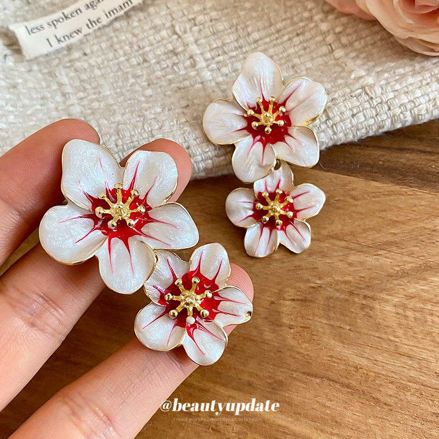 Women's Sier Needle Glaze Flowers Seaside Vacation Style Fresh Sweet Super Earrings