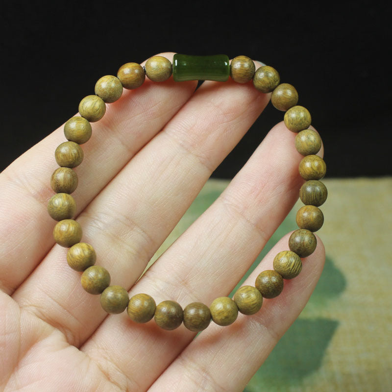 Women's & Men's Green Sandalwood Bamboo Simple Style Beads Bracelet