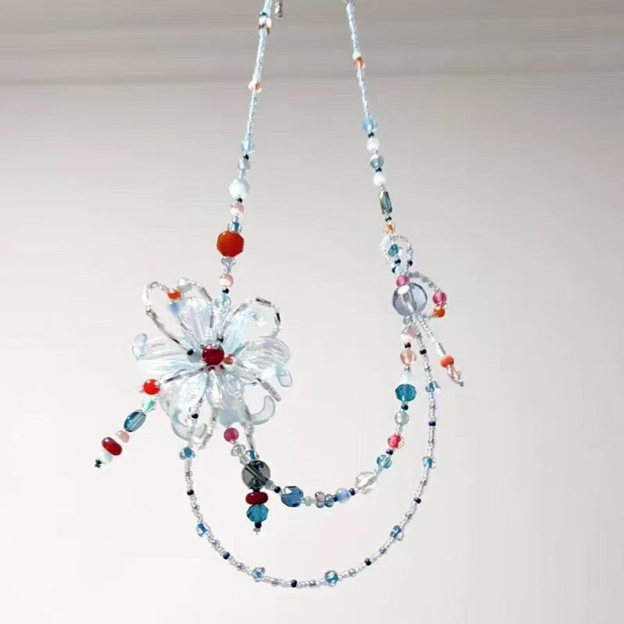 Women's Style Fresh Lily Beaded Creative Unique Design Versatile Clavicle Chain Necklace