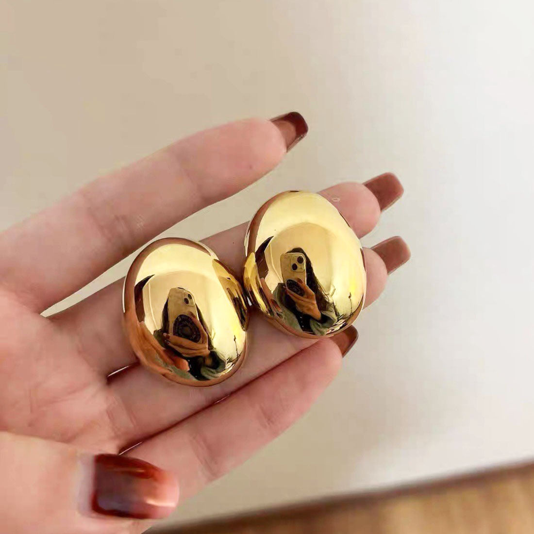 Plated Real Gold Exaggerated Light Luxury Female Niche Design Stud Earrings