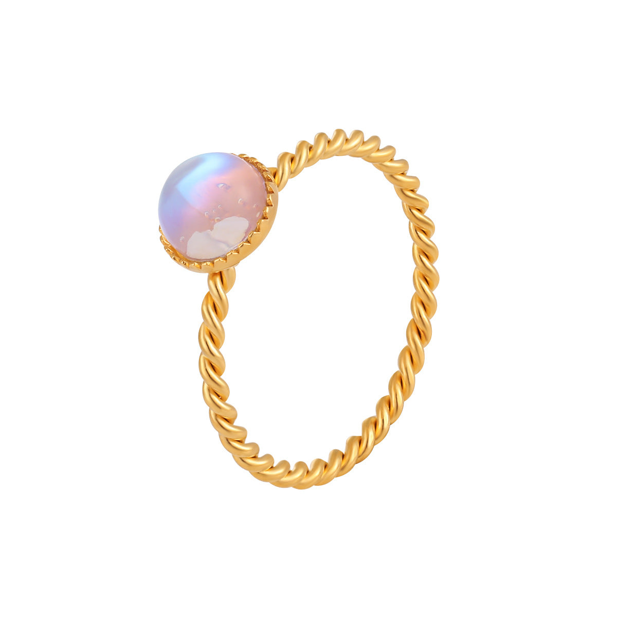 Women's Luxury Fashion Personality Moonstone Twist Titanium Rings