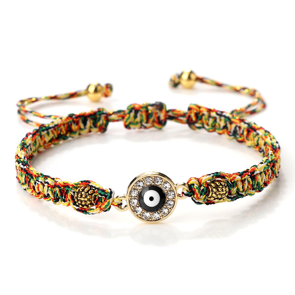 Women's & Men's Red Rope Safety Lock Devil's Eye Diamond Woven Hand Bracelet