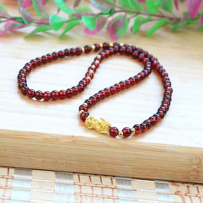 Drawing Pi Imitation Garnet Gold-plated Alloy Life Bracelet