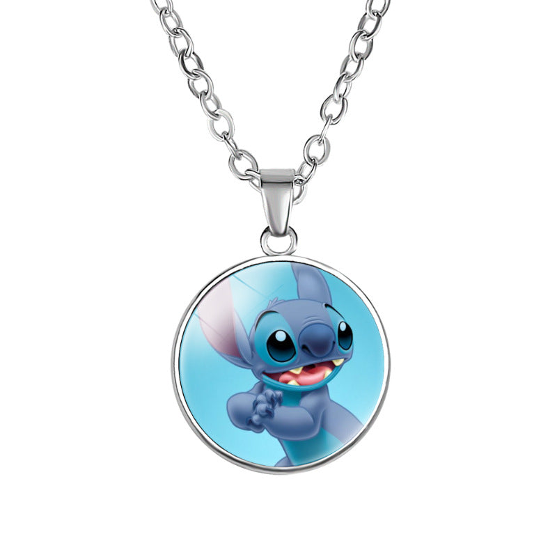 Children's Star Stitch Cartoon Pattern Time Stone Necklaces