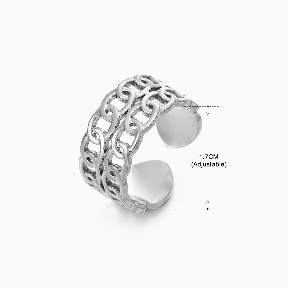 Stainless Steel Shaped Female Retro Popular Geometric Rings