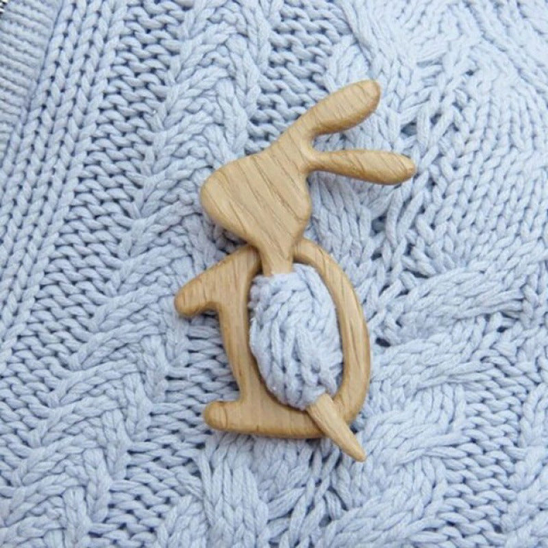 Wooden Brooch Winter Scarf Pin Animal Brooches