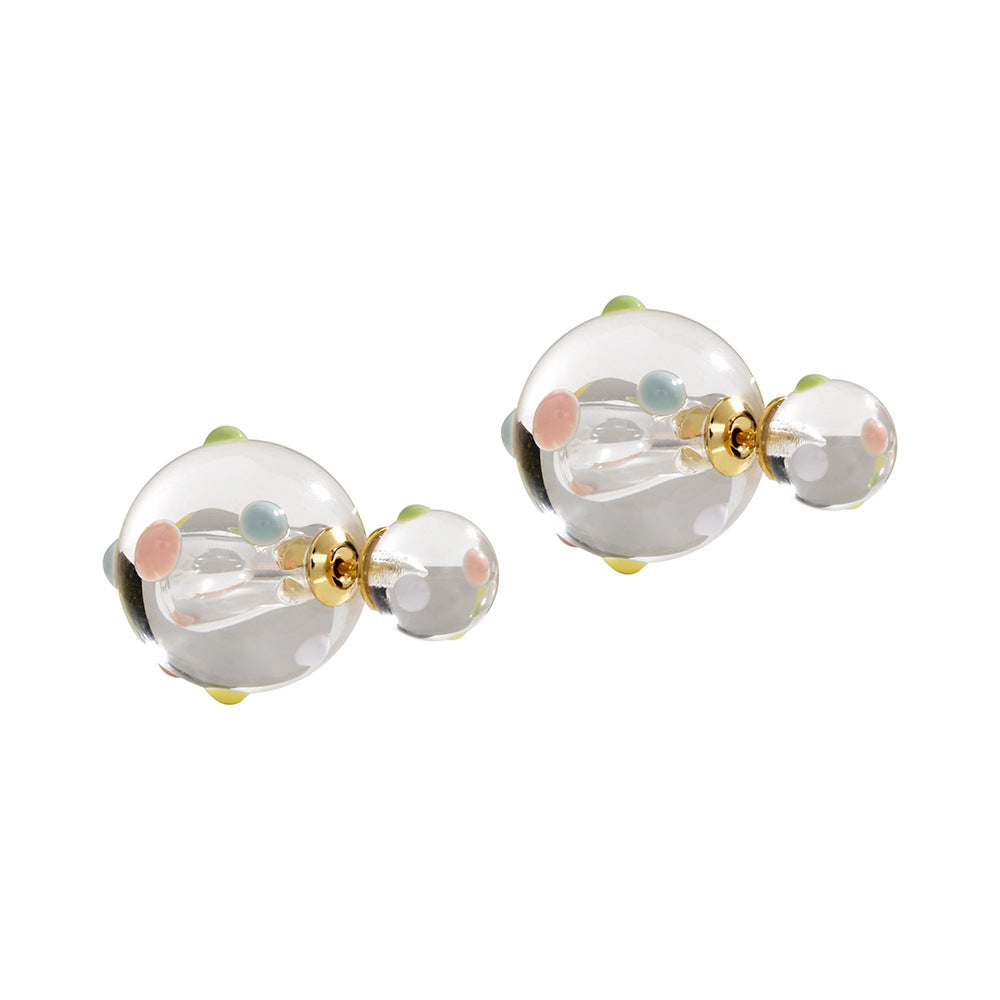 Polka Dot Transparent Resin Ball Dopamine Temperamental Minority Design Rings