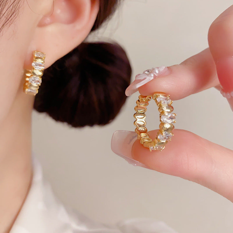 Women's Niche Temperament Entry Lux Zircon Geometric Clip Exquisite Stylish Simple Rings
