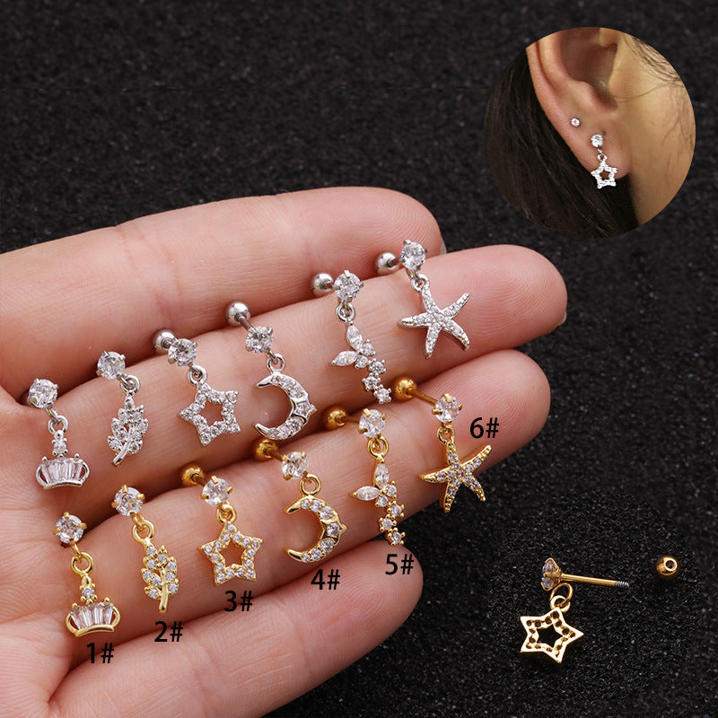 Stainless Steel Screw Ear Bone Piercing Stud Earrings