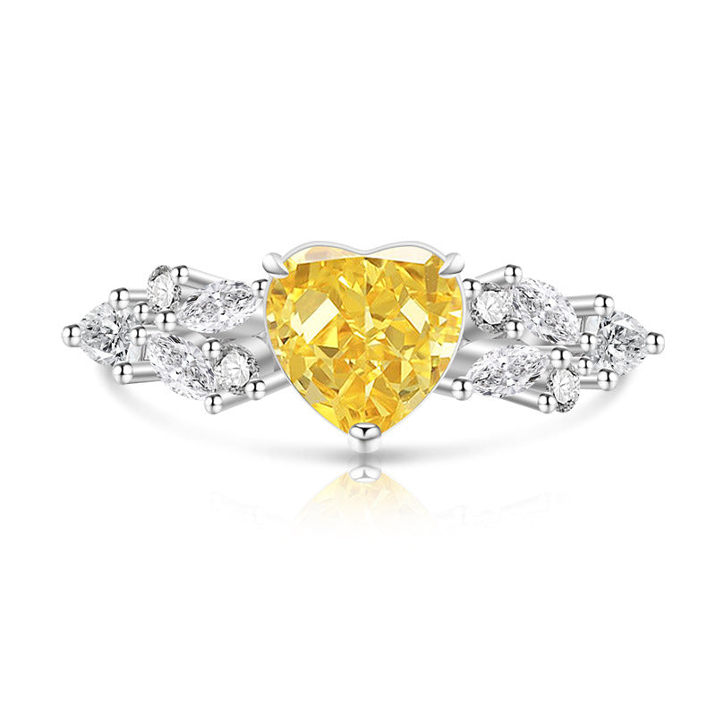 Love Heart-shaped Super Flash High Carbon Diamond Fashion Rings