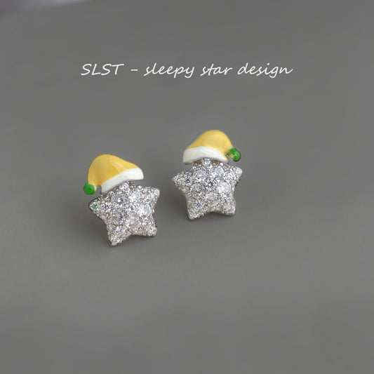 Micro Inlaid Zircon Enamel Drip Glazed Star Ear Creative Personalized Stud Earrings