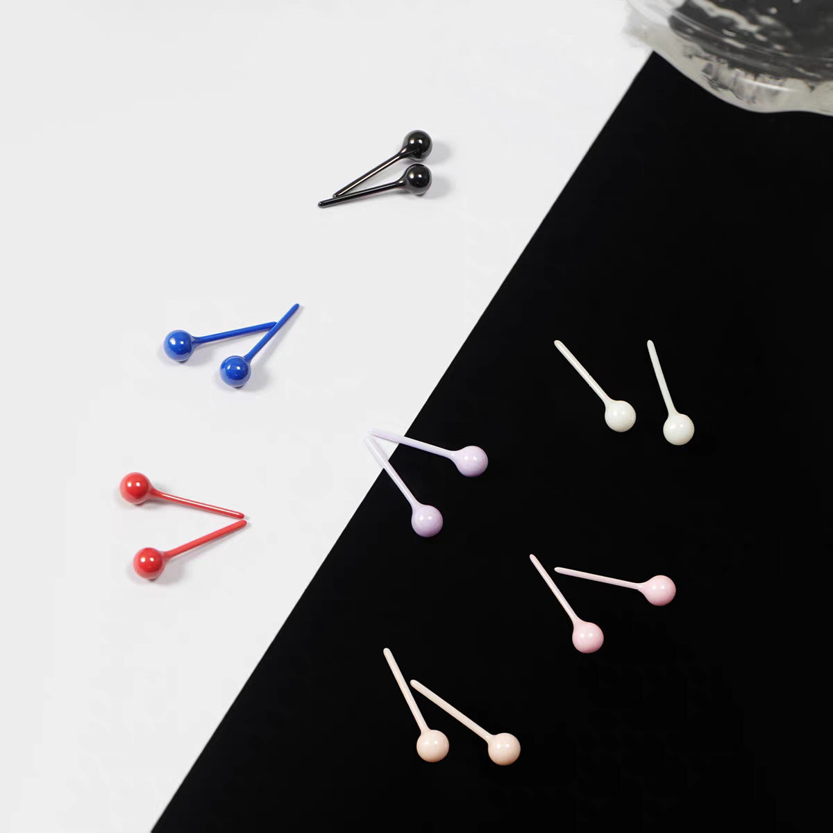 Women's & Men's Ear Bone Color Ceramic Bar Sleeping No Need Stud Earrings