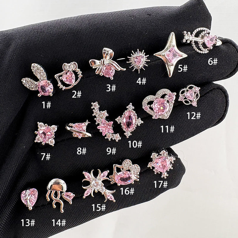Ear Bone Collection Titanium Alloy Loving Heart Zircon Fantasy Stud Earrings