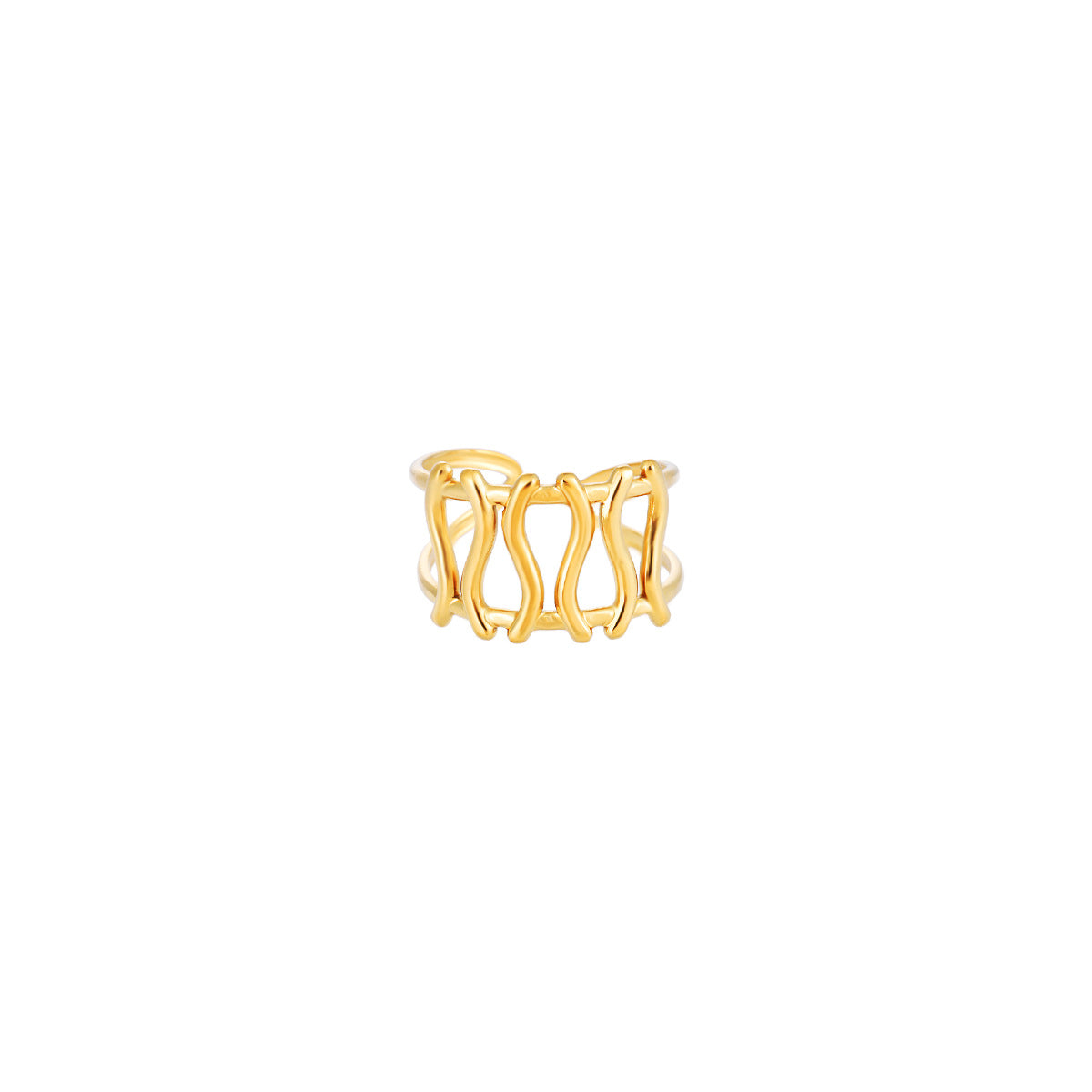 Women's Stainless Steel French Romantic Curved Line Wide Ring