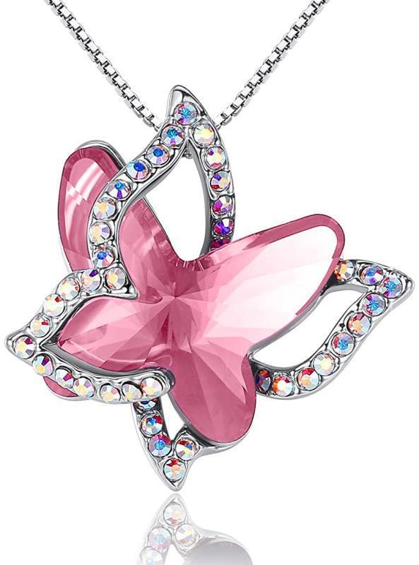 Women's Alloy Birthday Stone Crystal Animal Butterfly Necklaces