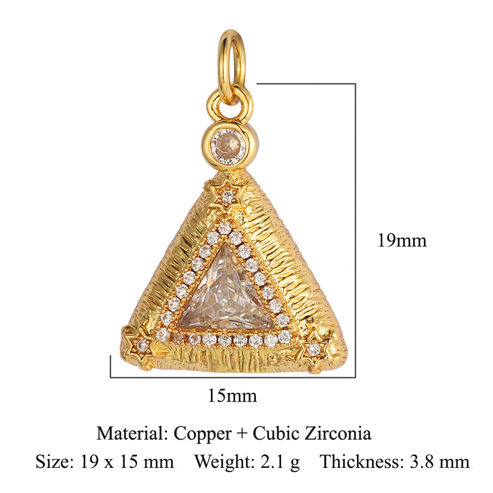 Key Lock Copper Zircon Dark Pattern Pendants