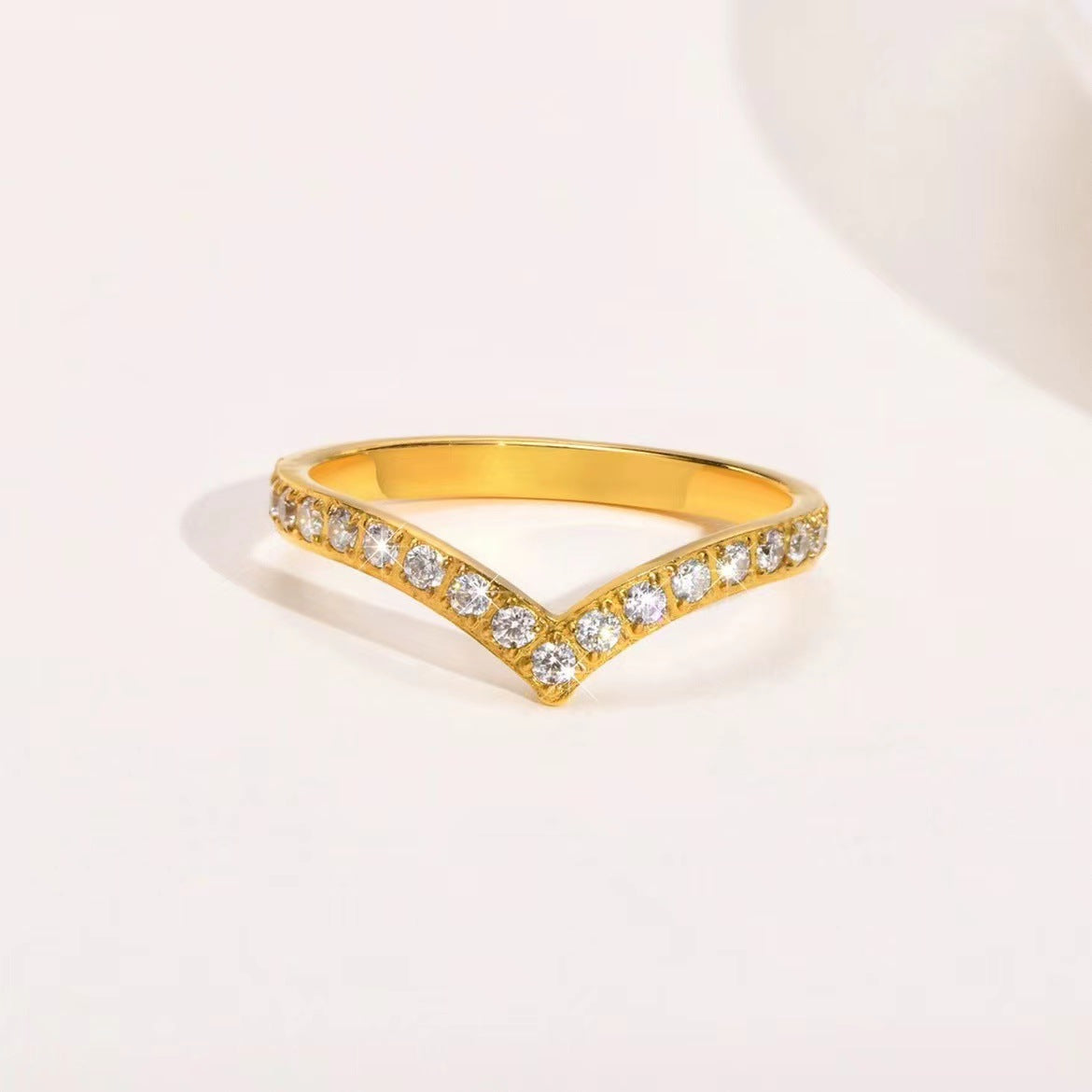 Steel Female Niche High Sense Graceful Fashionable Finger Zircon Gang Rings