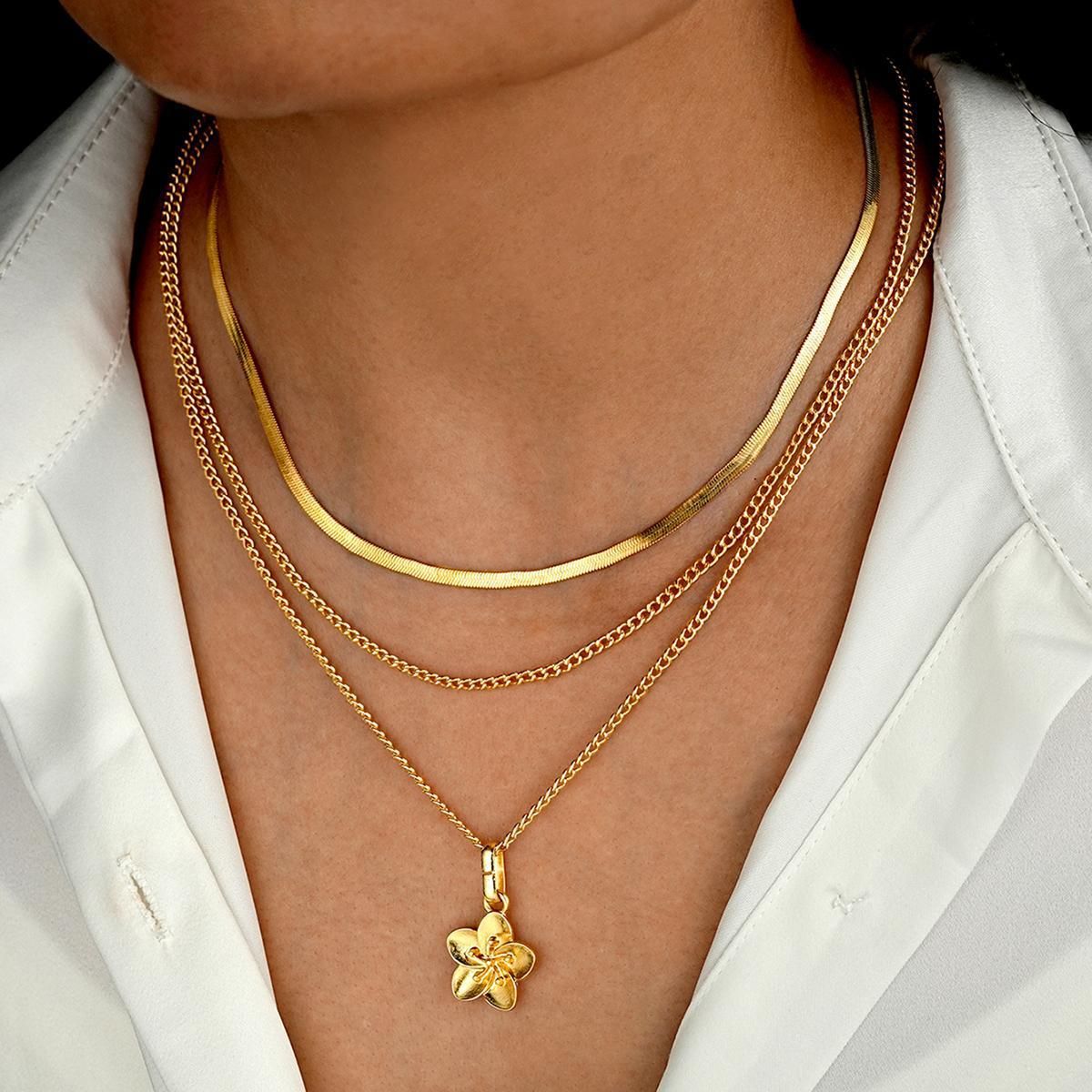 Fashion Twin Clavicle Chain Simple Flower Unique Necklace