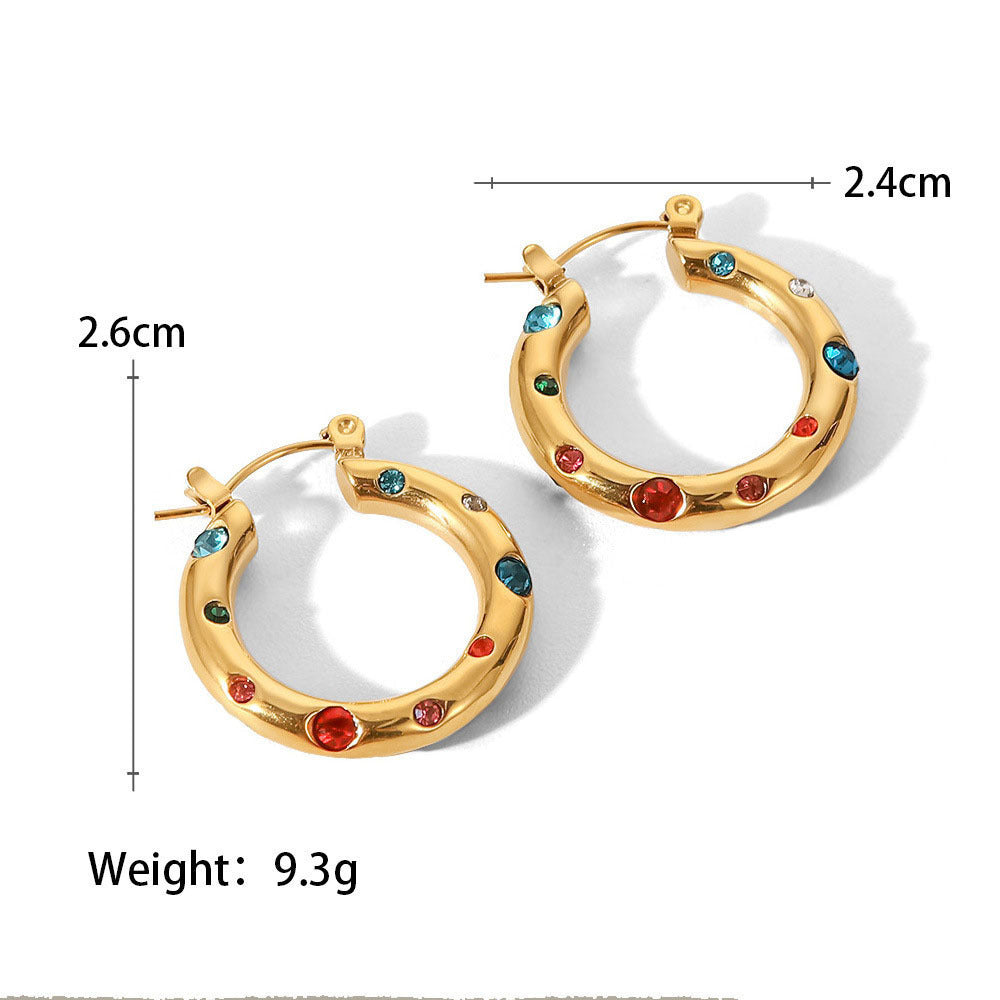 Women's Personalized Stainless Steel Hoop Inlaid Pearl Earrings